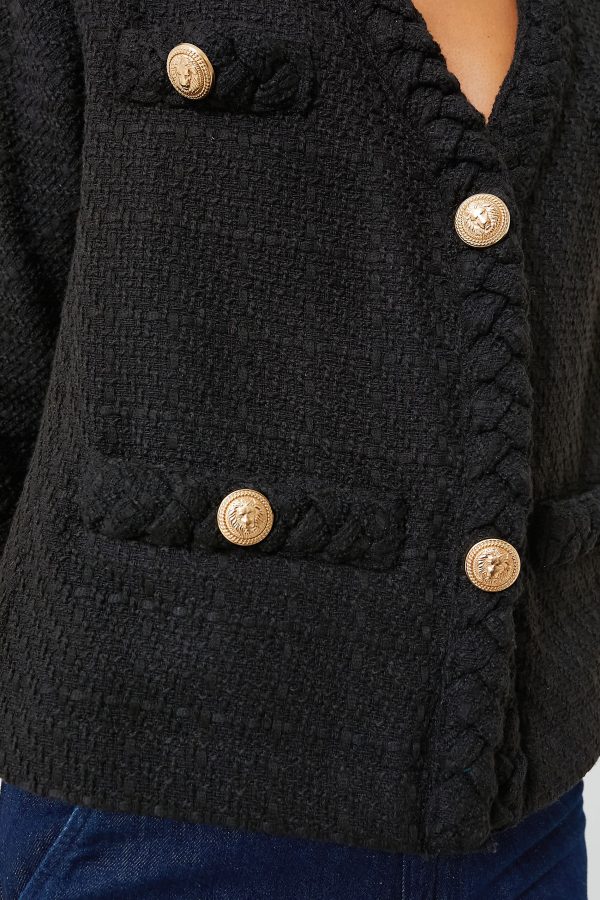 Black Clodagh Tweed Jacket For Cheap