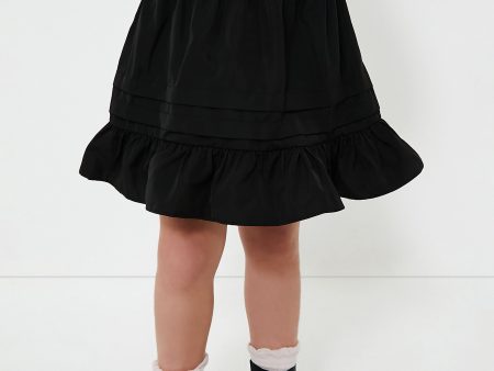 Black Diana Taffeta Smocked Skirt Hot on Sale