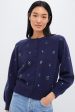 Blue Floral Embellishment Navy Elsie Cardigan For Sale