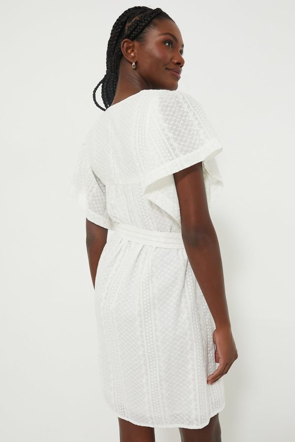 White Embroidered Marion Button Dress Online