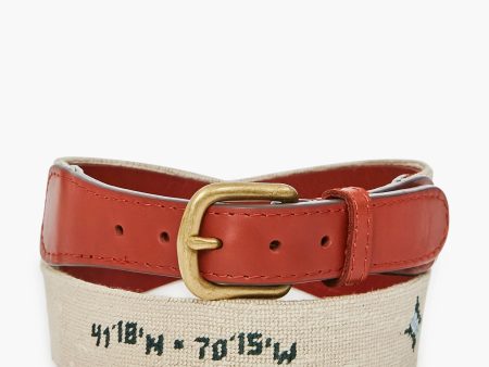 Tuckernuck Needlepoint Belt Green on Natural Hot on Sale