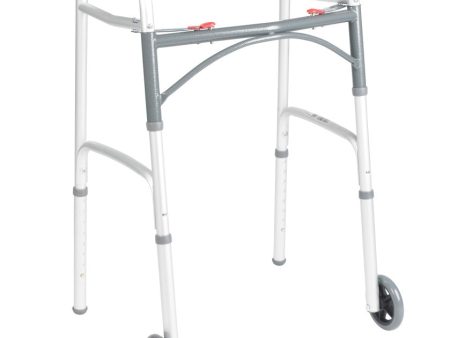 Drive Medical: Deluxe Folding Walker, Two Button with 5  Wheels Supply