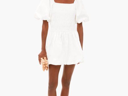 White Smocked Caterina Mini Dress Cheap