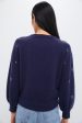 Blue Floral Embellishment Navy Elsie Cardigan For Sale