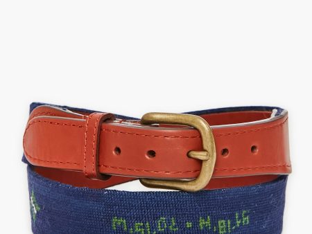 Tuckernuck Needlepoint Belt Green on Navy Discount