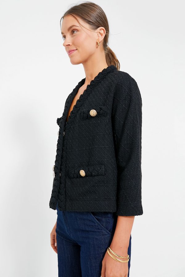 Black Clodagh Tweed Jacket For Cheap