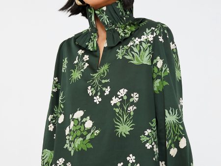 Viridian Stamped Bouquets Bouvier Blouse Online Hot Sale