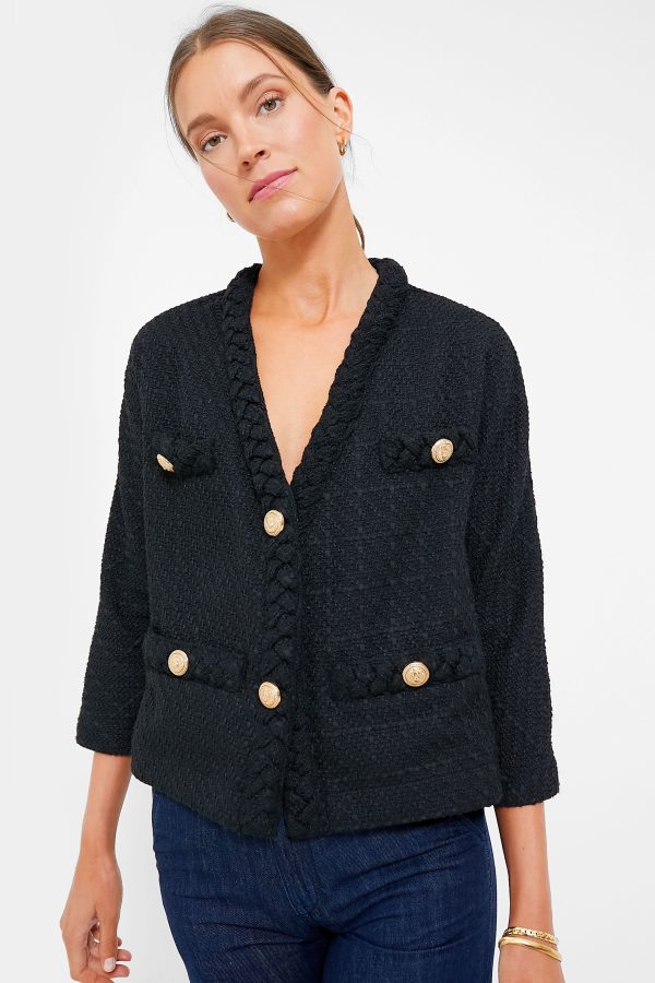 Black Clodagh Tweed Jacket For Cheap