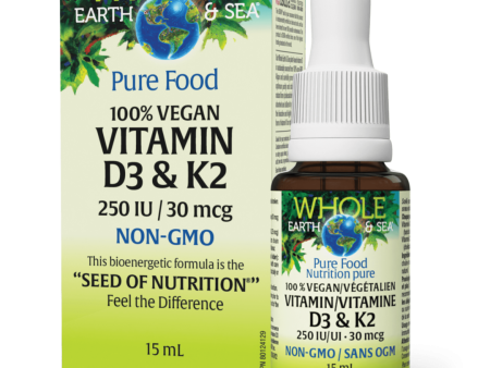 Whole Earth & Sea: 100% Vegan Vitamin D3 (250IU) & K2(30mcg) Sale