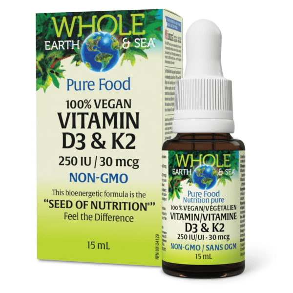 Whole Earth & Sea: 100% Vegan Vitamin D3 (250IU) & K2(30mcg) Sale