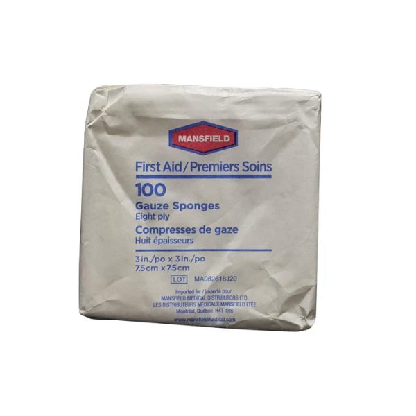 Mansfield: First Aid Non-Sterile Gauze Pads 8 Ply 100 Pack Supply