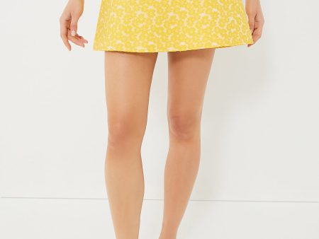 Yellow Daisy Jacquard Meg Mini Skirt For Discount