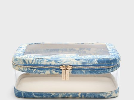 Misty Blue Toile PVC Large Vanity Case Online