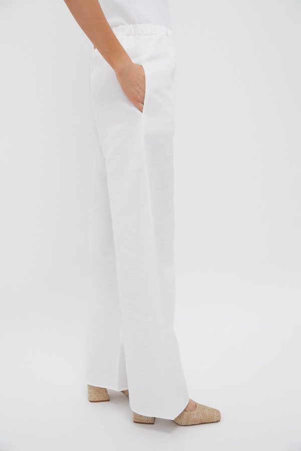 White Anish Textured Pants Sale