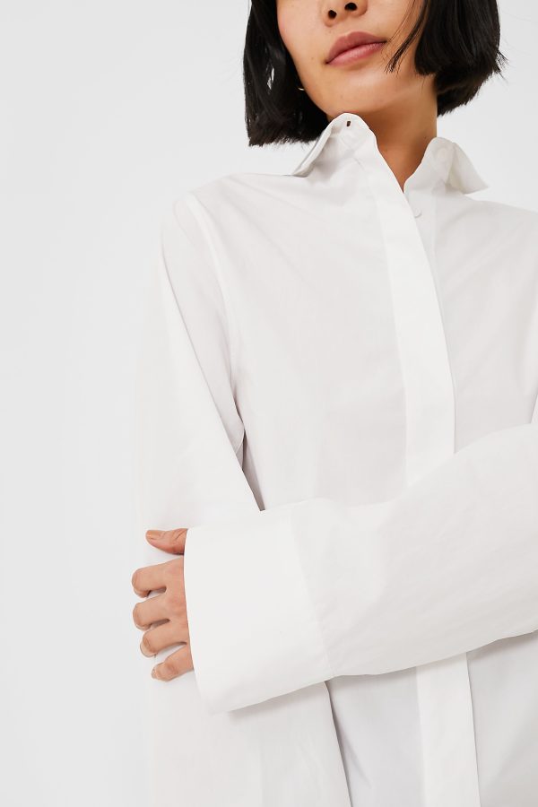 White Cotton Wide Sleeve Shirt Fashion