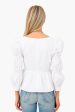 White Clemons Long Sleeve Puff Blouse Hot on Sale