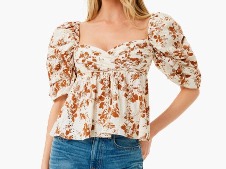 White and Brown Floral Sauda Top Online Sale