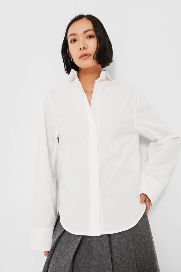 White Cotton Wide Sleeve Shirt Fashion