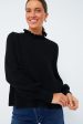 Black Delphine Ruffle Neck Sweater Hot on Sale