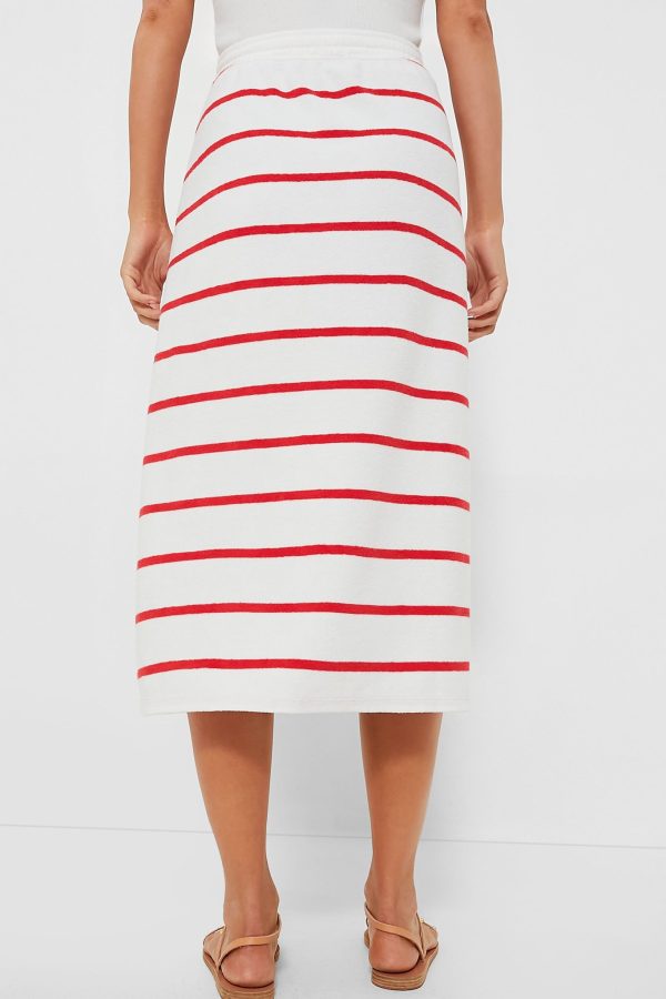 White and Flame Stripe Terry Towel Skirt Discount