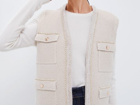 Champagne Metallic Boucle Gilet on Sale