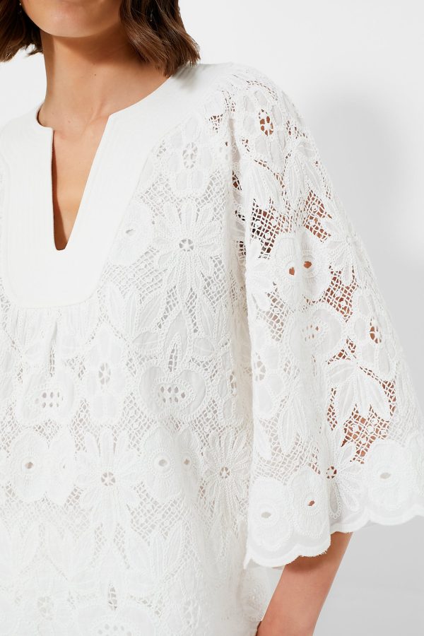 White Eyelet Lace Florian Blouse Online now