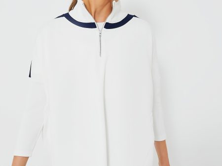 White and Navy Amelie Quarter Zip Fashion