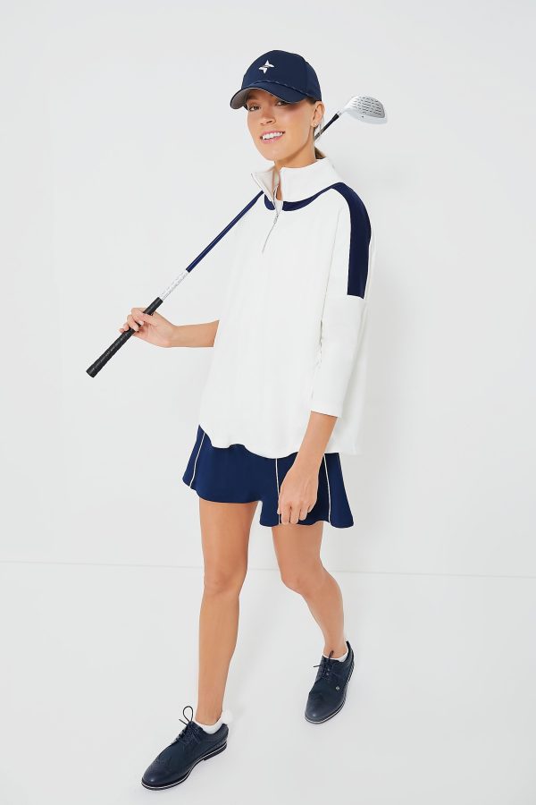 White and Navy Amelie Quarter Zip Fashion