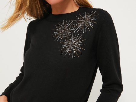 Black Sunburst Embellished Riley Sweater Online Hot Sale