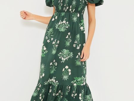 Viridian Stamped Bouquets Gabrielle Dress Online Hot Sale