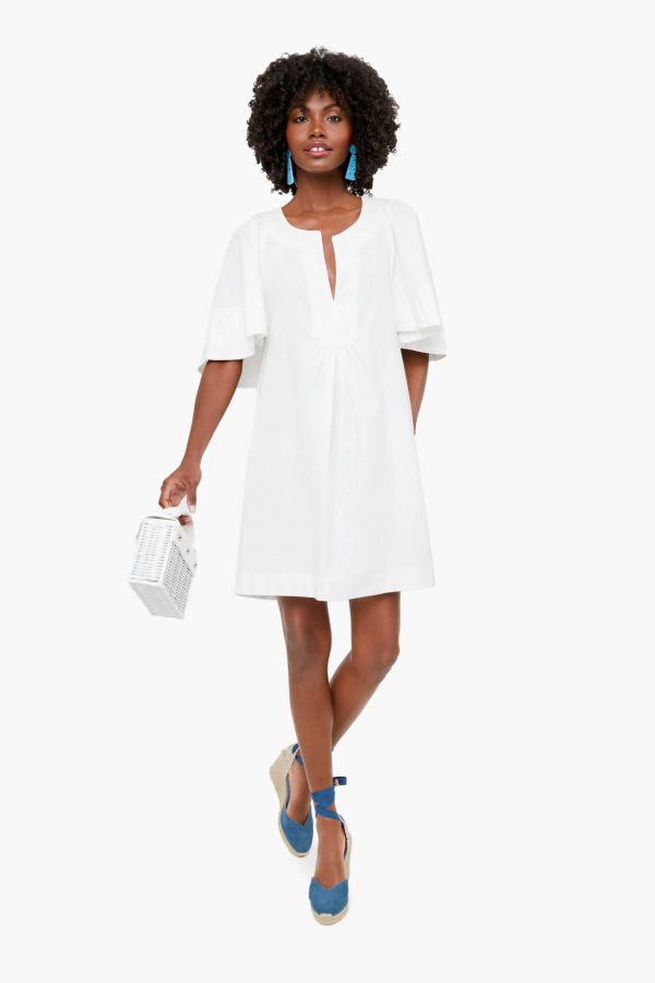 White Finley Flutter Sleeve Dress For Cheap