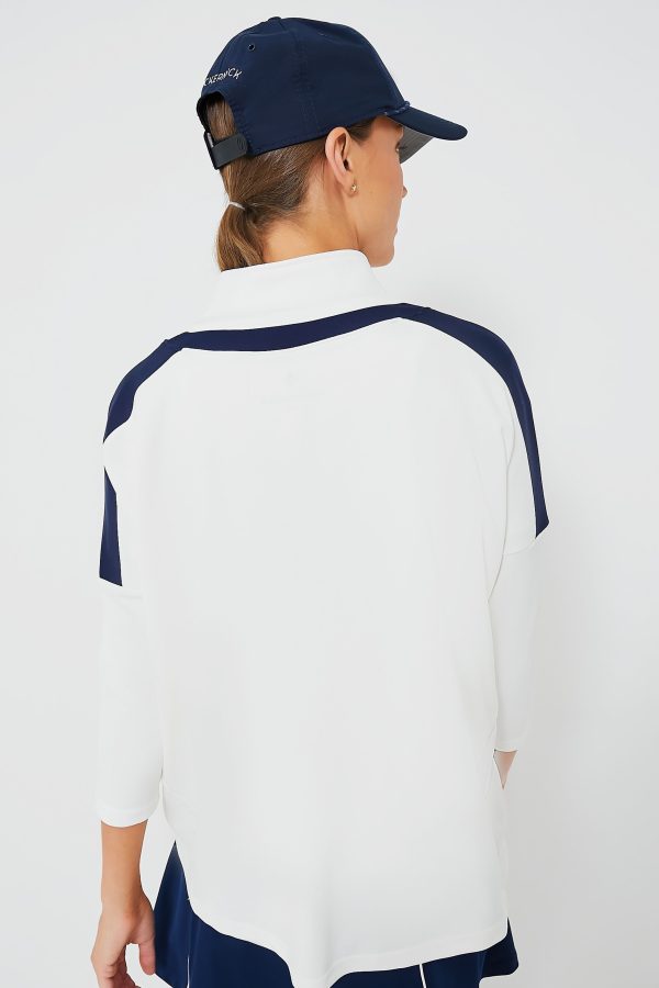 White and Navy Amelie Quarter Zip Fashion