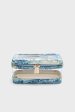 Misty Blue Toile PVC Small Vanity Case on Sale