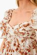 White and Brown Floral Sauda Top Online Sale