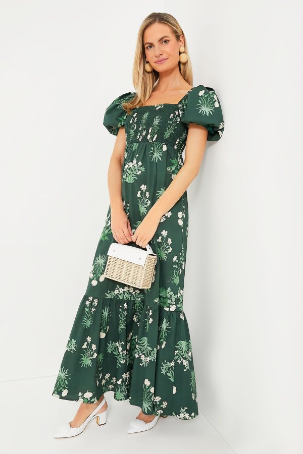 Viridian Stamped Bouquets Gabrielle Dress Online Hot Sale