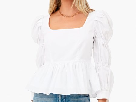 White Clemons Long Sleeve Puff Blouse Hot on Sale