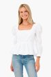 White Clemons Long Sleeve Puff Blouse Hot on Sale