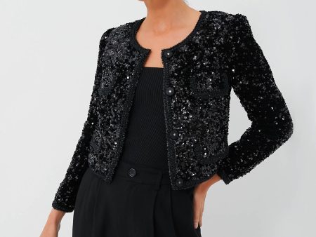 Black Sequin Cropped Jacket Sale