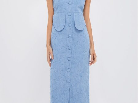 Washed Blue Laetitia Line Denim Dress For Cheap