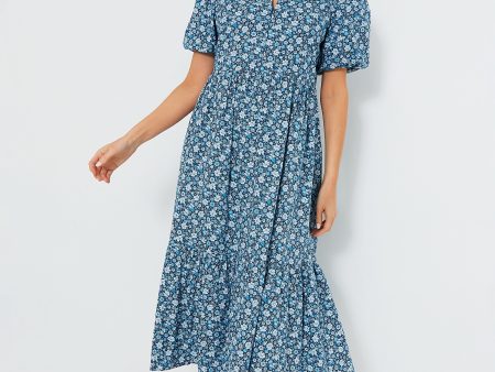 Zip Front Bluebells Floral Midi Dress For Discount