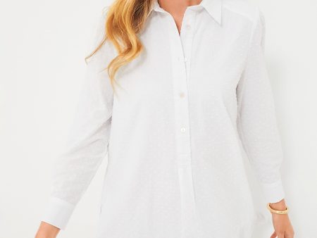 White Swiss Dot Callahan Shirt Dress For Discount