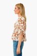 White and Brown Floral Sauda Top Online Sale