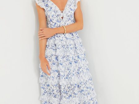 White and Blue Floral Daria Dress Fashion