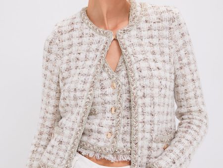 Cafe Au Lait Houndstooth Crewneck Jacket Discount