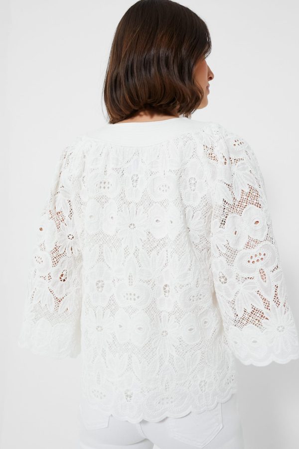 White Eyelet Lace Florian Blouse Online now