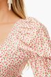 White and Pink Clemons Long Sleeve Puff Blouse Cheap