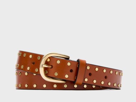 Natural Zap Milly Studs Buckle Belt Cheap