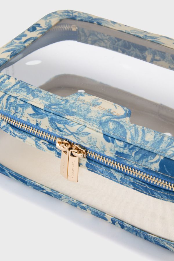 Misty Blue Toile PVC Large Vanity Case Online