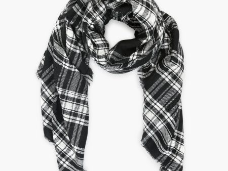 Exclusive Black and White Plaid Blanket Scarf Fashion