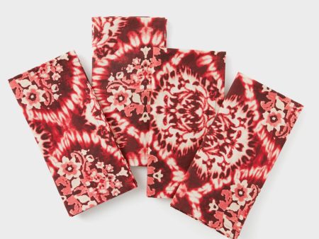 Scarlet Damask Printed Napkins Set of 4 on Sale